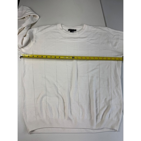 Consensus Menswear XL Cream Cotton Blend Crewneck Sweater Square Pattern - Picture 5 of 8